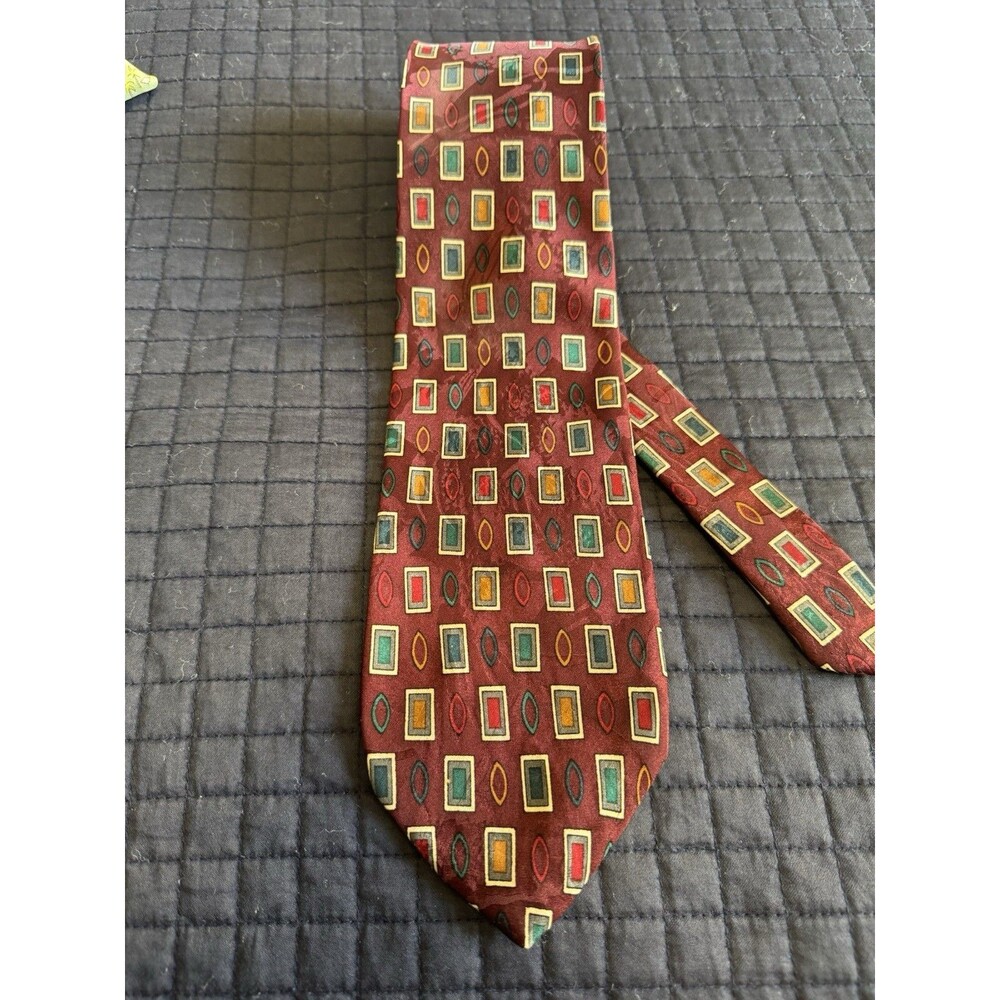 Givenchy Vintage Neck Tie 100% Silk Burgundy Colorful Classic